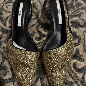 Zara Women's Gold Glitter Heels